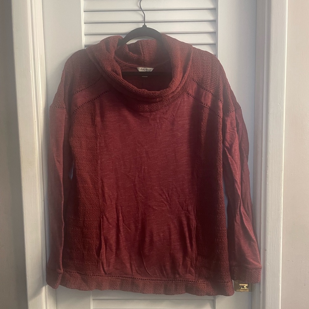 Lucky Brand XL Cowl Neck Sweater. Includes 1 front pockets for both hands - Picture 2 of 10